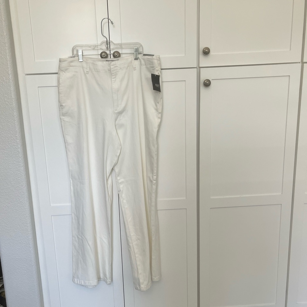 KUT From The KLOTH Jeans Meg Wide Leg White Twill Stretch Pants Plus Size 12 NWT - Picture 7 of 8